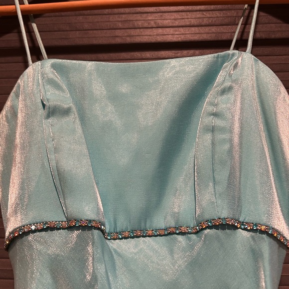 Blondie Nites by Jaslene Turquoise Maxi Dress Size 1 - Picture 3 of 5